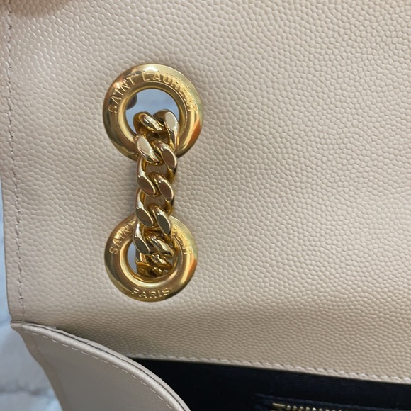 YSL Large Monogram Matelasse Shoulder Bag Nude Powder - Picture 12 of 16